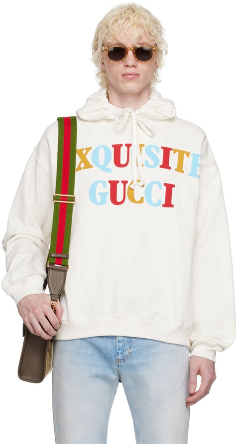 white gucci hoodie women's|Gucci distressed hoodie.